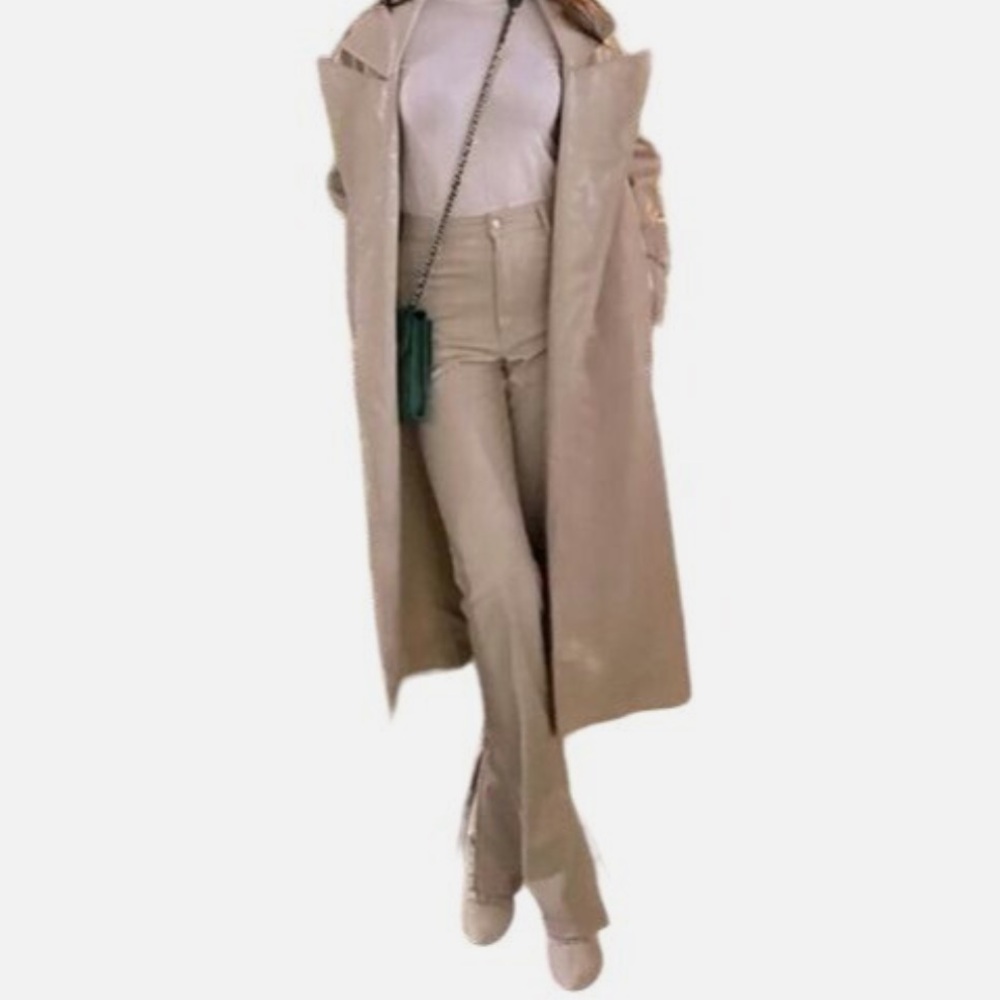 Zara beige sand pleather vegan leather Pants